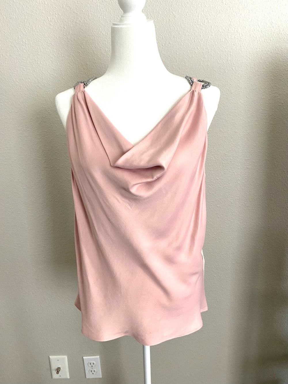 NWT Zara Pink Cowl-Neck Camisole with Rhinestone Straps - Picture 6 of 15